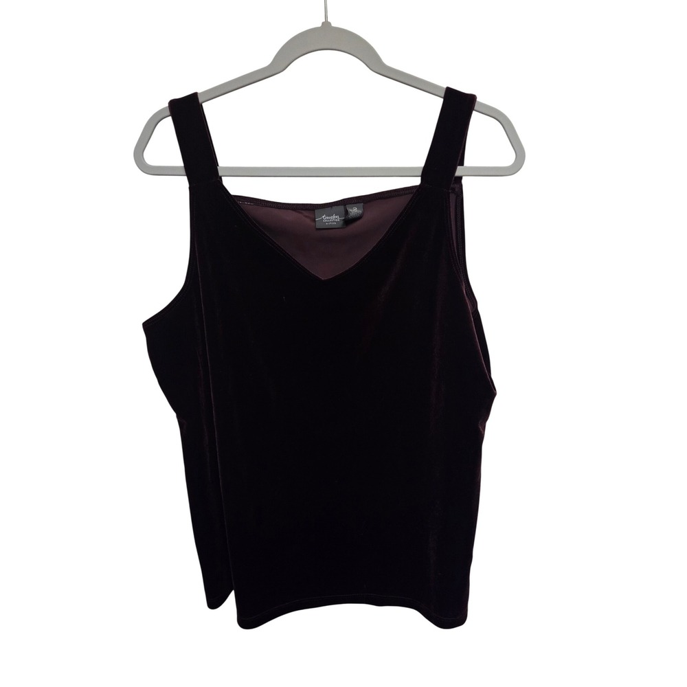 Burgundy Travelers Collection Chico's Velvet Tank Top Sleeveless Size 2  XL Plum